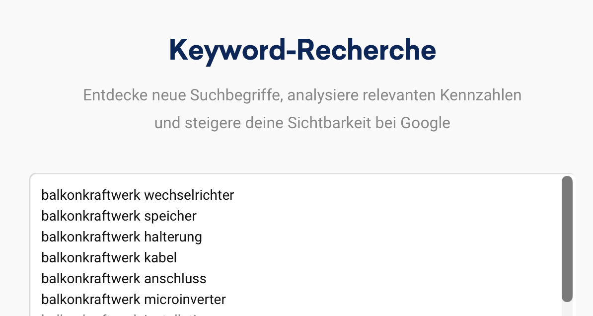 Keyword-Recherche mit KI + SISTRIX Beispiel